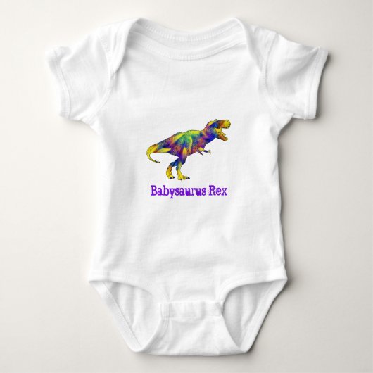 Baby saurus Grappige Rennende T Rex Dinosaurus Kun Romper (Voorkant)