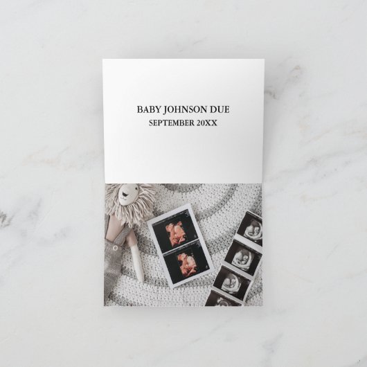 Baby Scan foto Minimalistische zwangerschapsaankon Bedankkaart (Binnen)