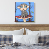 Baby Schaap op Paddenstoel Canvas Afdruk (Insitu (Slaapkamer))