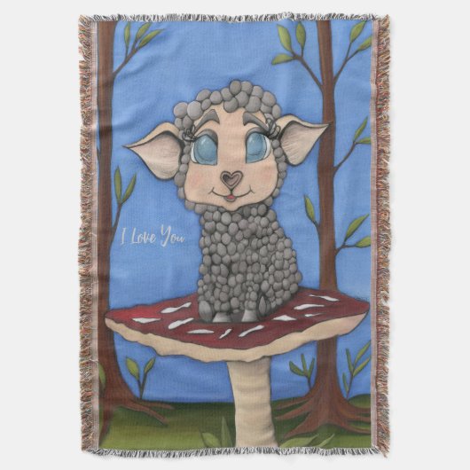 Baby Schaap op Paddenstoel Deken (Voorkant Verticaal)