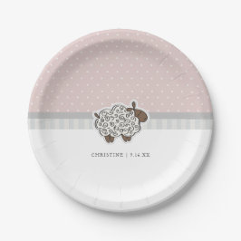 Baby Schaap Roze Stippen Baby Shower Papieren Bordje