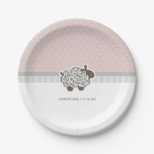 Baby Schaap Roze Stippen Baby Shower Papieren Bordje
