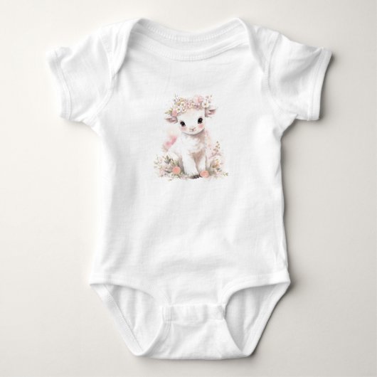 Baby Schapenlam met bloemen Romper (Voorkant)