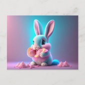 Baby, schattig, cartoon roze konijntje dat snoepje briefkaart (Voorkant)