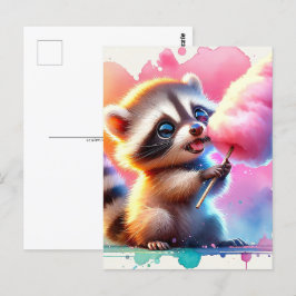 Baby, schattig dier met katoenen snoep, postcrossi briefkaart