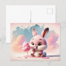 Baby, schattig dier met katoenen snoep, postcrossi briefkaart
