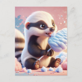 Baby, schattig dier met katoenen snoep, postcrossi briefkaart