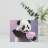 Baby, schattig Panda dat snoep van katoen eet, Bri Briefkaart (Staand voorkant)
