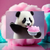 Baby, schattig Panda dat snoep van katoen eet, Bri Briefkaart