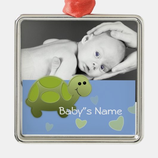 Baby schildpad/foto metalen ornament (Voorkant)