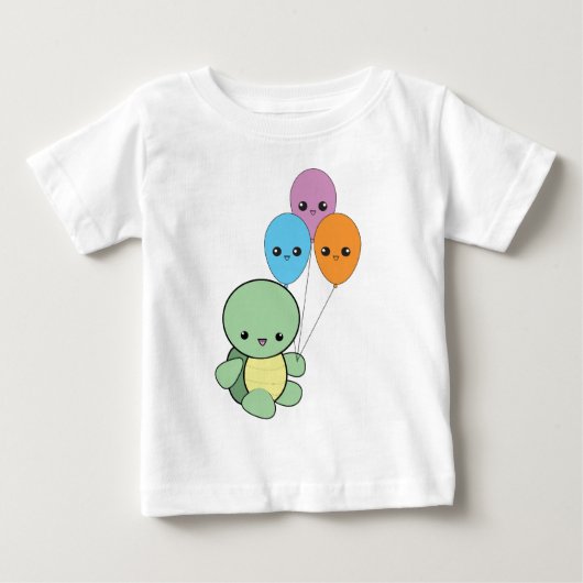 Baby schildpad met kawaï-ballonnen. (Voorkant)