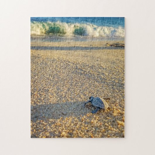 Baby schildpad naar de oceaan in Los Cabos Legpuzzel (Verticaal)