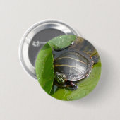 Baby schildpad op Lilypad Items Ronde Button 5,7 Cm (Voorkant /achterkant)