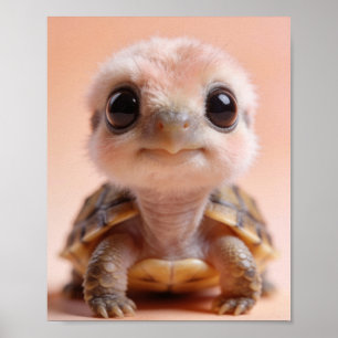Baby Schildpad Portret Oceaan Kinderkamer Kunst Poster
