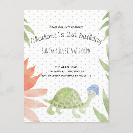 Baby schildpad Waterverf met handbeschilderd Aankondigingskaart