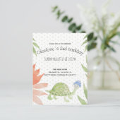 Baby schildpad Waterverf met handbeschilderd Aankondigingskaart (Staand voorkant)