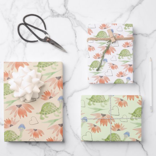 Baby schildpad Waterverf met handbeschilderd Inpakpapier Vel (Voorkant)