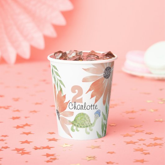 Baby schildpad Waterverf met handbeschilderd Papieren Bekers (Insitu)