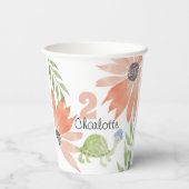 Baby schildpad Waterverf met handbeschilderd Papieren Bekers (Achterkant)