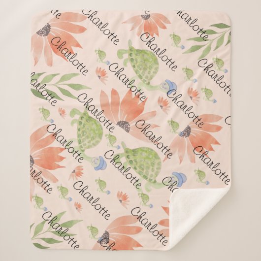 Baby schildpad Waterverf met handbeschilderd Sherpa Deken (Voorkant)