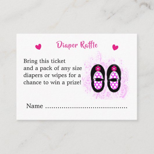 Baby Schoenen Baby shower Luier Raffle Informatiekaartje (Voorkant)
