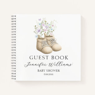 Baby Schoenen Bloemige Shower Gastboek Cadeau Noti Notitieboek