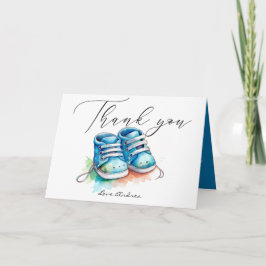 Baby Schoenen | Blue Boy-Baby shower Bedankkaart