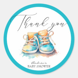 Baby Schoenen | Blue Boy Baby shower Bedankt Favor Ronde Sticker