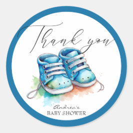 Baby Schoenen | Blue Boy Baby shower Bedankt Favor Ronde Sticker