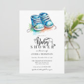 Baby Schoenen | Blue Boy-Baby shower Kaart (Staand voorkant)