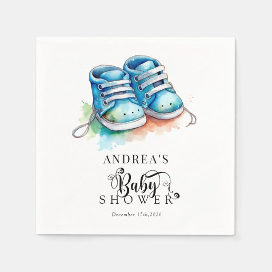 Baby Schoenen | Blue Boy-Baby shower Servet (Voorkant)