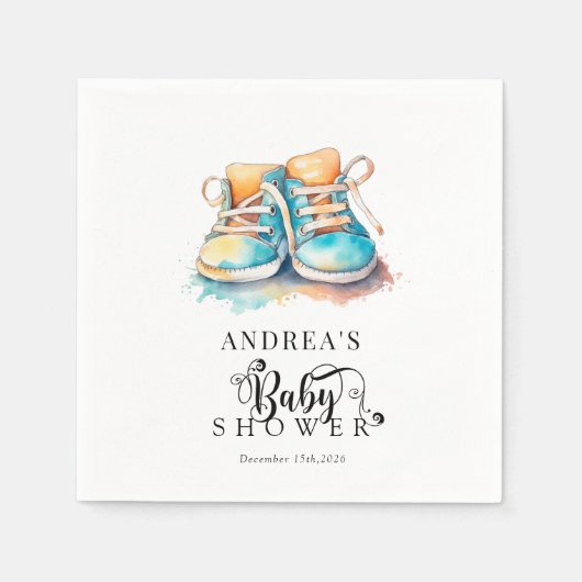 Baby Schoenen | Blue Boy Baby showers servetten (Voorkant)
