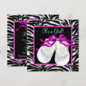 Baby Schoenen Heet Roze Zebra Baby Meisje Douche Kaart (Voorkant / Achterkant)