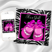 Baby Schoenen Heet Roze Zebra Baby Meisje Douche Kaart