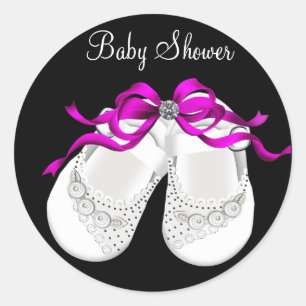 Baby Schoenen Heet Roze Zwart Meisje Baby Borrel S Ronde Sticker