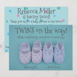 Baby schoenen jongen en meisje twins baby shower n kaart