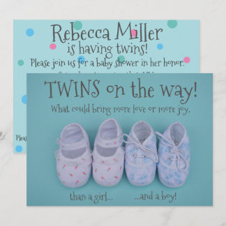 Baby schoenen jongen en meisje twins baby shower n kaart