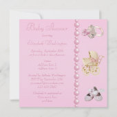 Baby, schoenen, Pacifier, Pearls Baby shower Kaart (Achterkant)