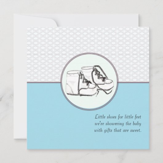 Baby schoenen Retro Baby shower Uitnodiging blauw (Voorkant)
