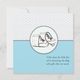 Baby schoenen Retro Baby shower Uitnodiging blauw