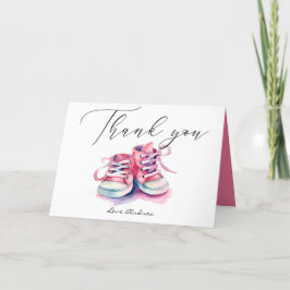 Baby Schoenen | Roze Meisje Baby shower Bedankkaart