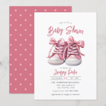 Baby Schoenen | Roze Meisje Baby shower Invitation