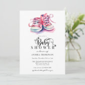 Baby Schoenen | Roze Meisje Baby shower Kaart (Staand voorkant)