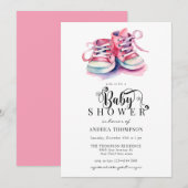 Baby Schoenen | Roze Meisje Baby shower Kaart (Voorkant / Achterkant)