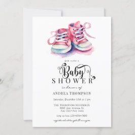 Baby Schoenen | Roze Meisje Baby shower Kaart