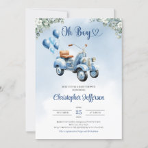 Baby scooter ballonnen eucalyptus jongen Baby show