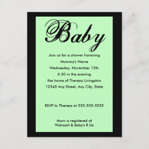 Baby Script Baby shower Invitation Green Uitnodiging Briefkaart