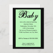 Baby Script Baby shower Invitation Green Uitnodiging Briefkaart (Voorkant / Achterkant)