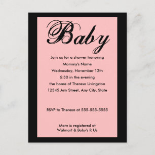 Baby Script Baby shower Invitation Pink Uitnodiging Briefkaart