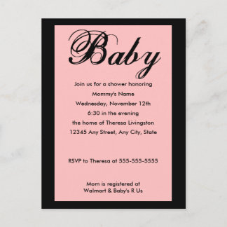 Baby Script Baby shower Invitation Pink Uitnodiging Briefkaart